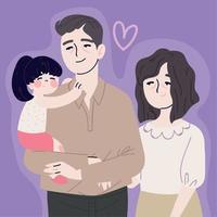 padres e hija coreanos vector