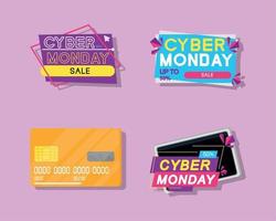 cyber monday, icons set vector