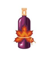 wine bottle with leaf vector