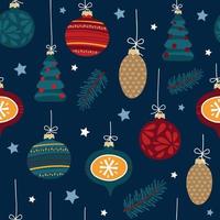 Christmas seamless vector pattern with Christmas decorations. For fabrics, wrapping paper, wallpapers.