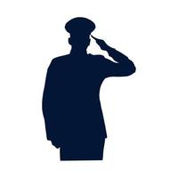 silhouette salute soldier vector