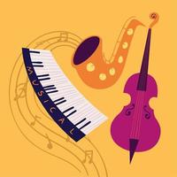 music cello sax and piano vector