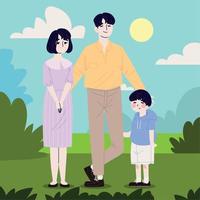 family parents and son of korea vector