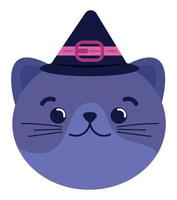 cat with witch hat esoteric vector