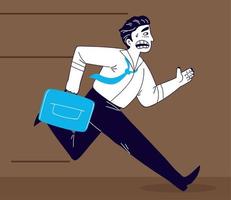 running businessman with briefcase vector