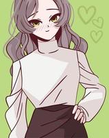 cute woman anime vector
