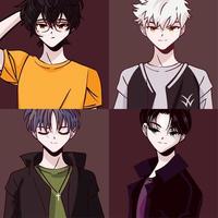 set of anime men vector