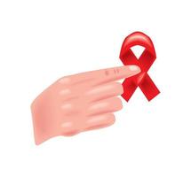 hands holding ribbon AIDS awareness vector