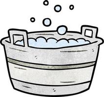 Retro grunge texture cartoon bucket with water vector