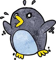 Retro grunge texture cartoon penguin vector