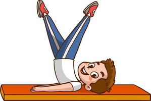 The boy is engaged in physical exercises. Gymnastics for children. He plays sports. vector