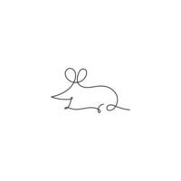 Continuous line mouse. a minimalistic mouse line monoline logo vector icon illustration