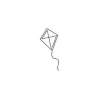 Continuous line kite. a minimalistic kite line monoline logo vector icon illustration