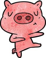 Retro grunge texture cartoon pig vector