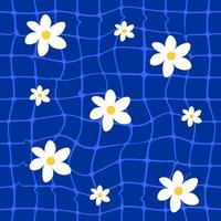 Minimalist bright mosaic seamless pattern with daisy vector