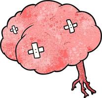 Retro grunge texture cartoon brain vector