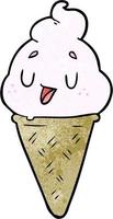 Retro grunge texture cartoon cute ice cream vector