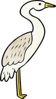 Retro grunge texture cartoon heron bird vector