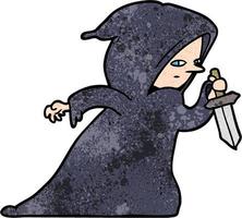 Retro grunge texture cartoon assassin vector