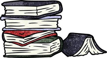 Retro grunge texture cartoon stack of books vector
