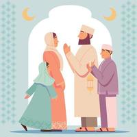 family and muslim culture vector