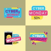 set of cyber monday vector