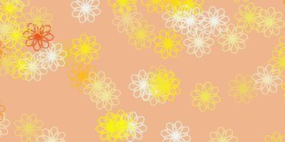 textura de doodle de vector amarillo claro con flores.