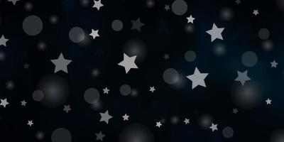 Dark Green vector background with circles, stars.