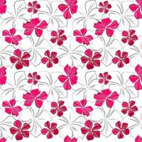 Seamless botanical pattern with flowers in doodle technique vector