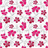 Seamless botanical pattern with flowers in doodle technique vector