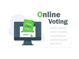 votación por Internet, servicios gubernamentales, documento con marca de verificación, cargar archivo, enviar en línea vector