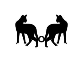 Pair of the Savanah Cat Silhouette for Art Illustration, Logo, Pictogram, Website or Graphic Design Element. Vector Illustration