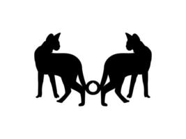 Pair of the Savanah Cat Silhouette for Art Illustration, Logo, Pictogram, Website or Graphic Design Element. Vector Illustration