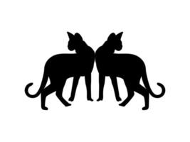 Pair of the Savanah Cat Silhouette for Art Illustration, Logo, Pictogram, Website or Graphic Design Element. Vector Illustration