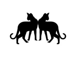 Pair of the Savanah Cat Silhouette for Art Illustration, Logo, Pictogram, Website or Graphic Design Element. Vector Illustration