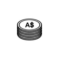 Australia Currency, AUD, Australian Dollar Icon symbol. Vector Illustration