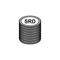 moneda de surinam, srd, símbolo de icono de dinero de surinam. ilustración vectorial vector
