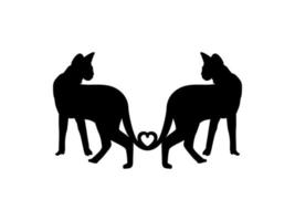 Pair of the Savanah Cat Silhouette for Art Illustration, Logo, Pictogram, Website or Graphic Design Element. Vector Illustration