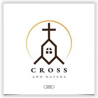 Nature church christian house  logo design premium elegant template vector eps 10