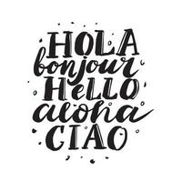 hola letras dibujadas a mano vector