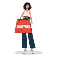 chica de compras ilustración elegante vector