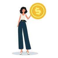 Nice girl with money. Isolated on white background vector