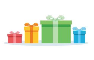 cajas de regalo de colores con una ilustración de vector de arco