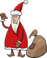 cartoon Santa Claus with sack of Christmas presents vector