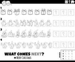 pattern game with comic Christmas characters coloring page vector