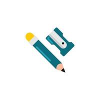 Pencil and Sharpener Flat Icon - Back to school icon vector illustration - Isolated