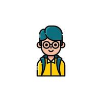 Male Student Filled Lineal Icon - Back to school icon vector illustration - Isolated