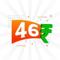 46 Rupee symbol bold text vector image. 46 Indian Rupee currency sign vector illustration