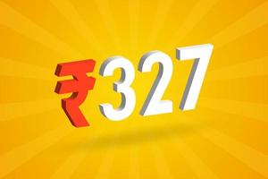 327 Rupee 3D symbol bold text vector image. 3D 327 Indian Rupee currency sign vector illustration