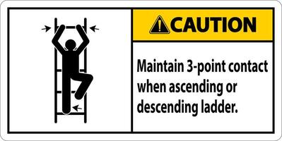 Caution Maintain 3 Point Contact When Ascending Or Descending Ladder vector